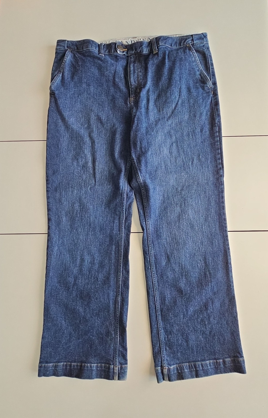 Lands’ End Women 18 Trouser Jeans Original Fit Modern Waist Stretch Wide Leg